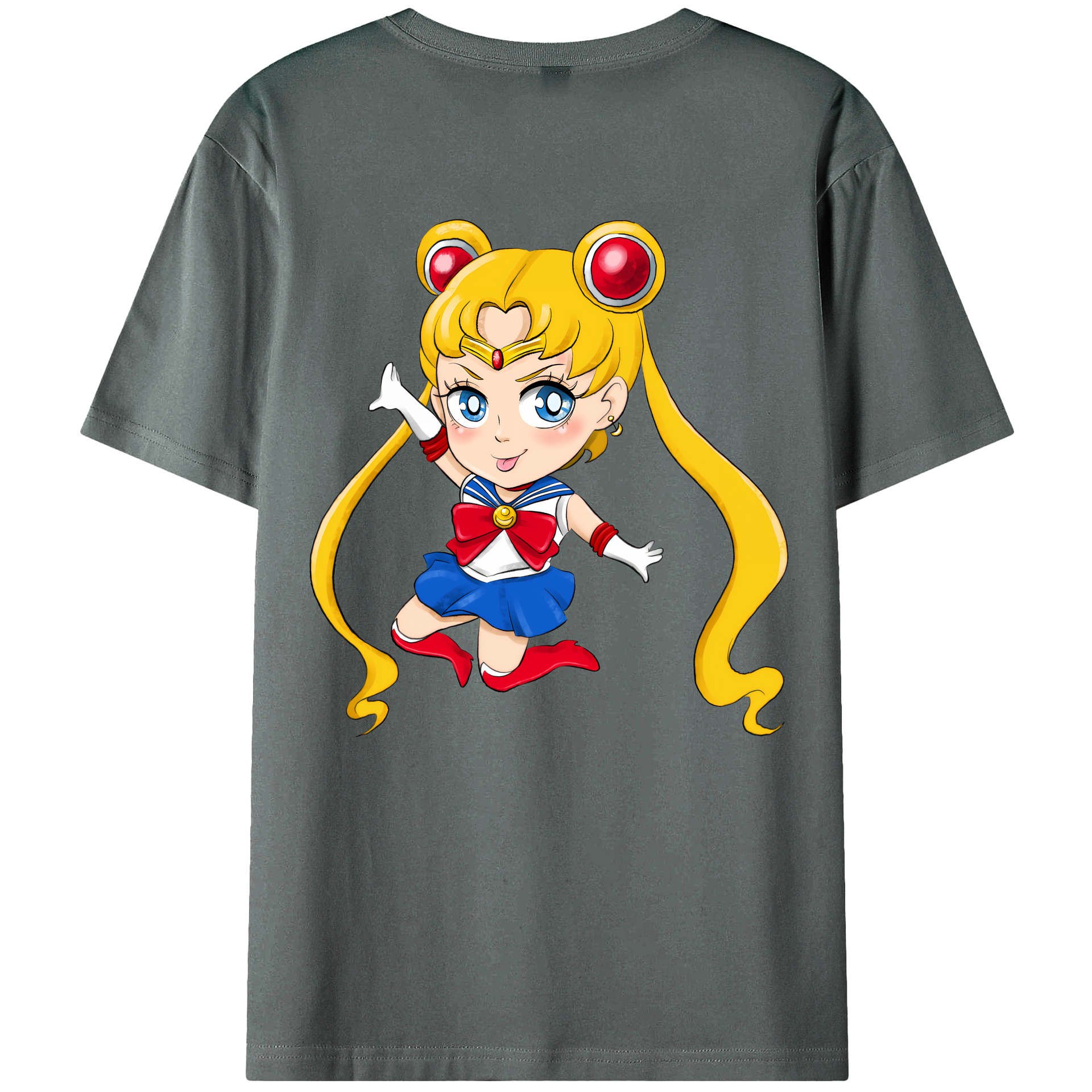 （画像用） 美少女戦士セーラームーン 月野 うさぎ つきの うさぎ Sailor Moon Tsukino Usagi 綿100％ メンズ半袖Tシャツ（バックプリント） 通気性